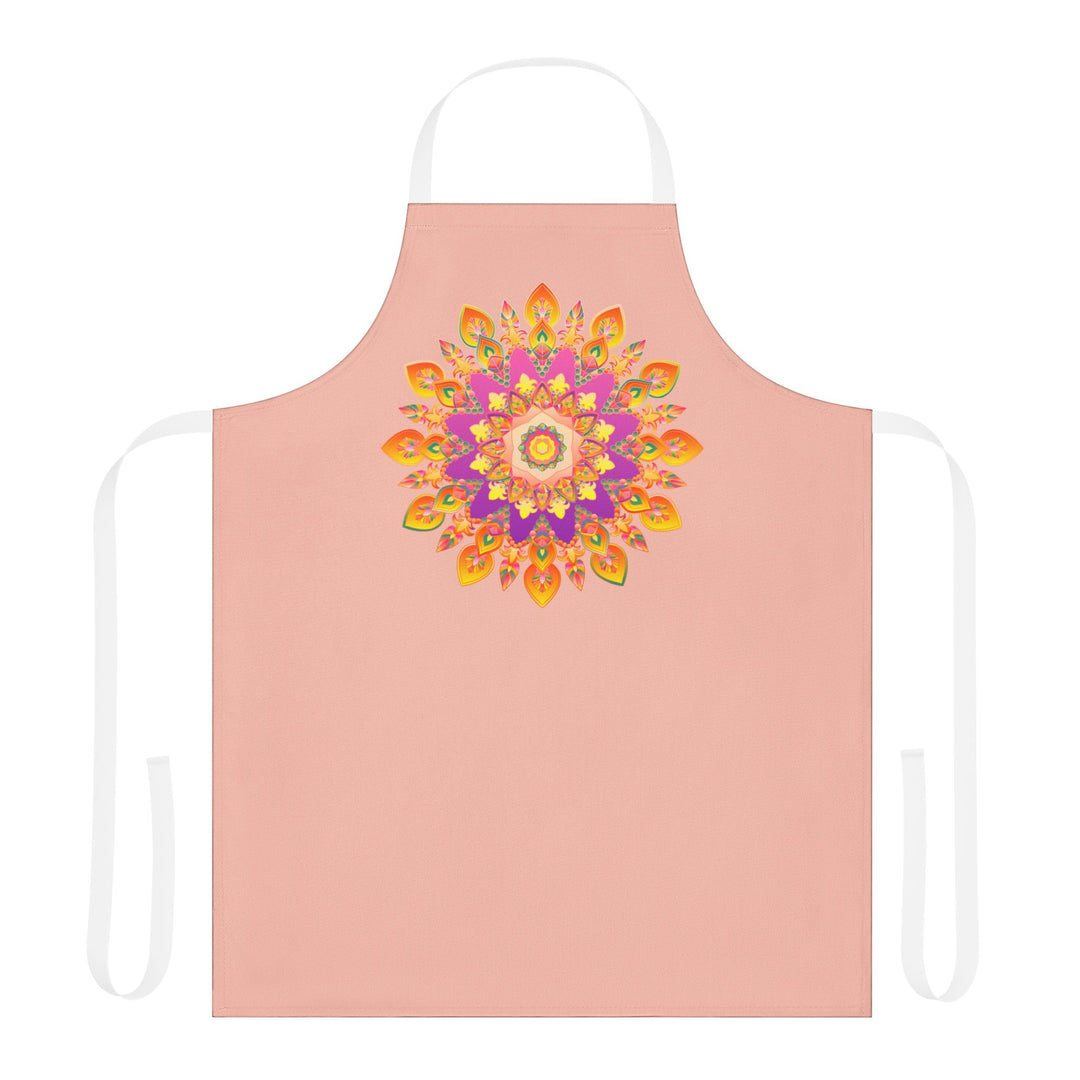 Peach Mandala Apron - Hand - Drawn Art All Over Prints - Blululi