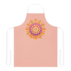 Peach Mandala Apron - Hand - Drawn Art All Over Prints - Blululi