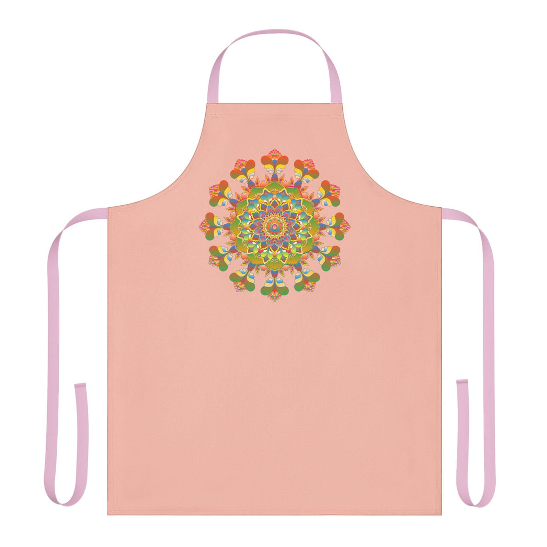 Peach Mandala Apron - Hand - Drawn Art All Over Prints - Blululi