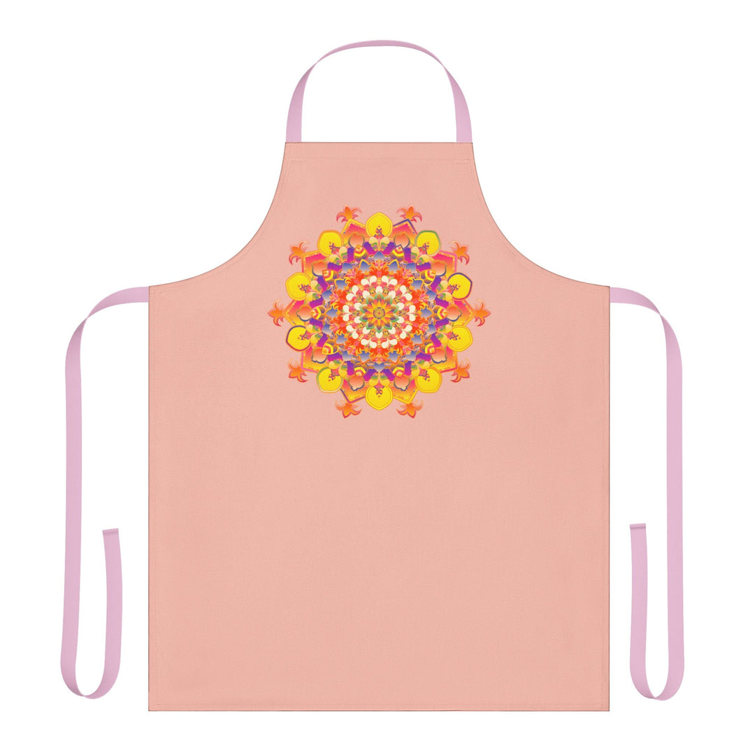 Peach Mandala Apron - Hand Drawn Art All Over Prints - Blululi