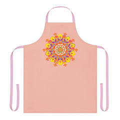 Peach Mandala Apron - Hand Drawn Art All Over Prints - Blululi