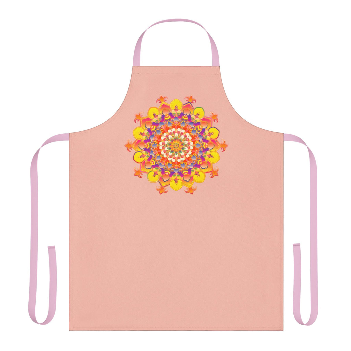 Peach Mandala Apron - Hand Drawn Art All Over Prints - Blululi
