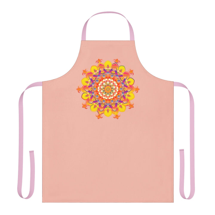 Peach Mandala Apron - Hand Drawn Art All Over Prints - Blululi