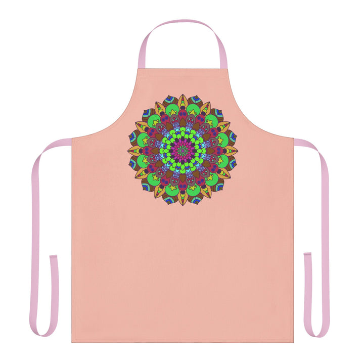 Peach Mandala Apron - Hand Drawn Art All Over Prints - Blululi