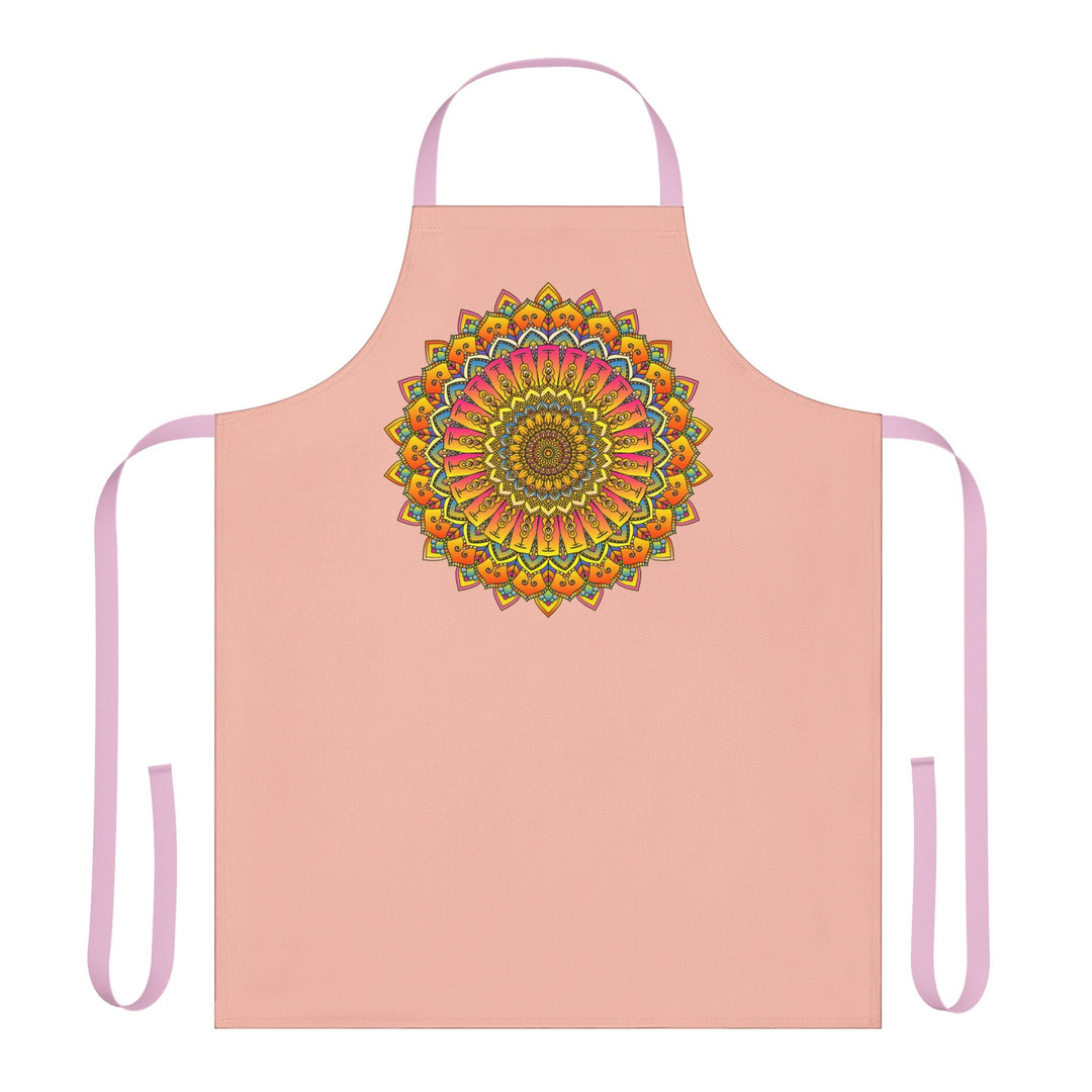 Peach Mandala Apron - Hand Drawn Art All Over Prints - Blululi