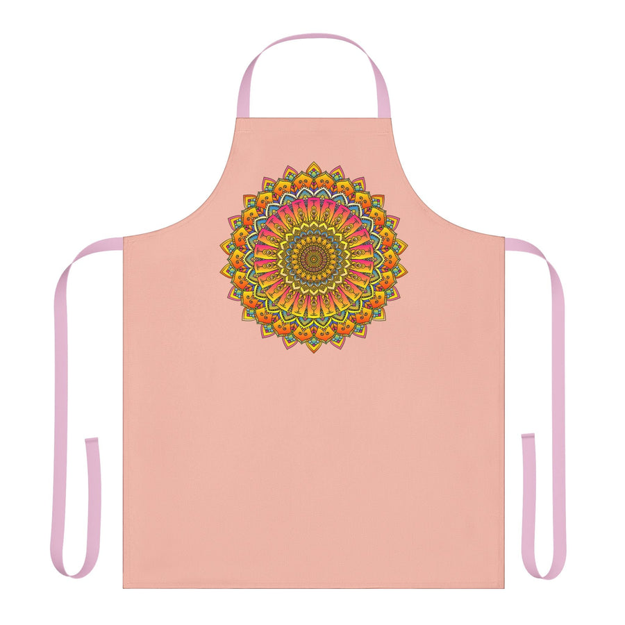 Peach Mandala Apron - Hand Drawn Art All Over Prints - Blululi