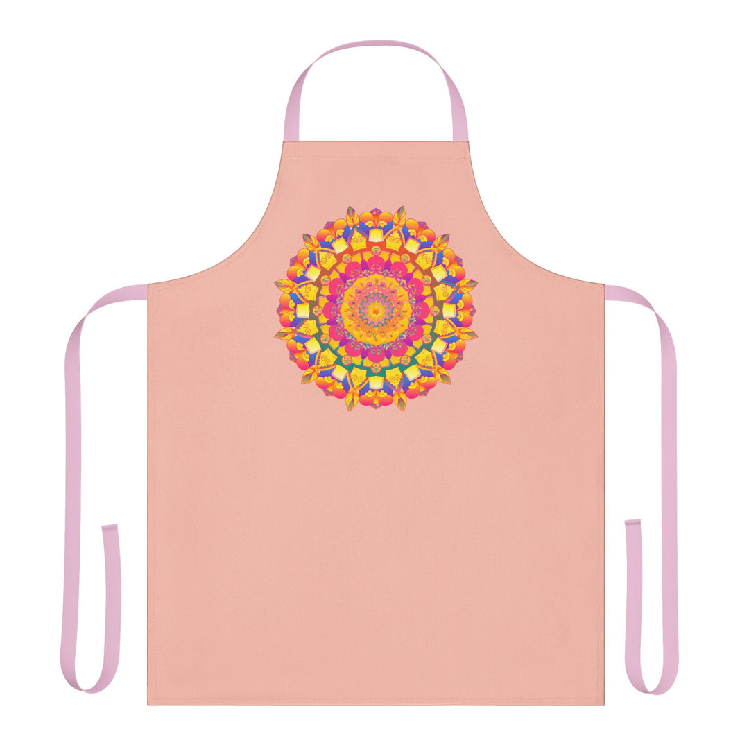 Peach Mandala Apron - Hand Drawn Art All Over Prints - Blululi