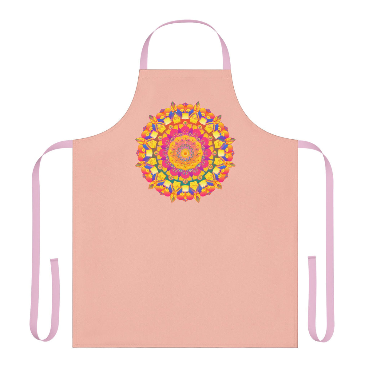 Peach Mandala Apron - Hand Drawn Art All Over Prints - Blululi
