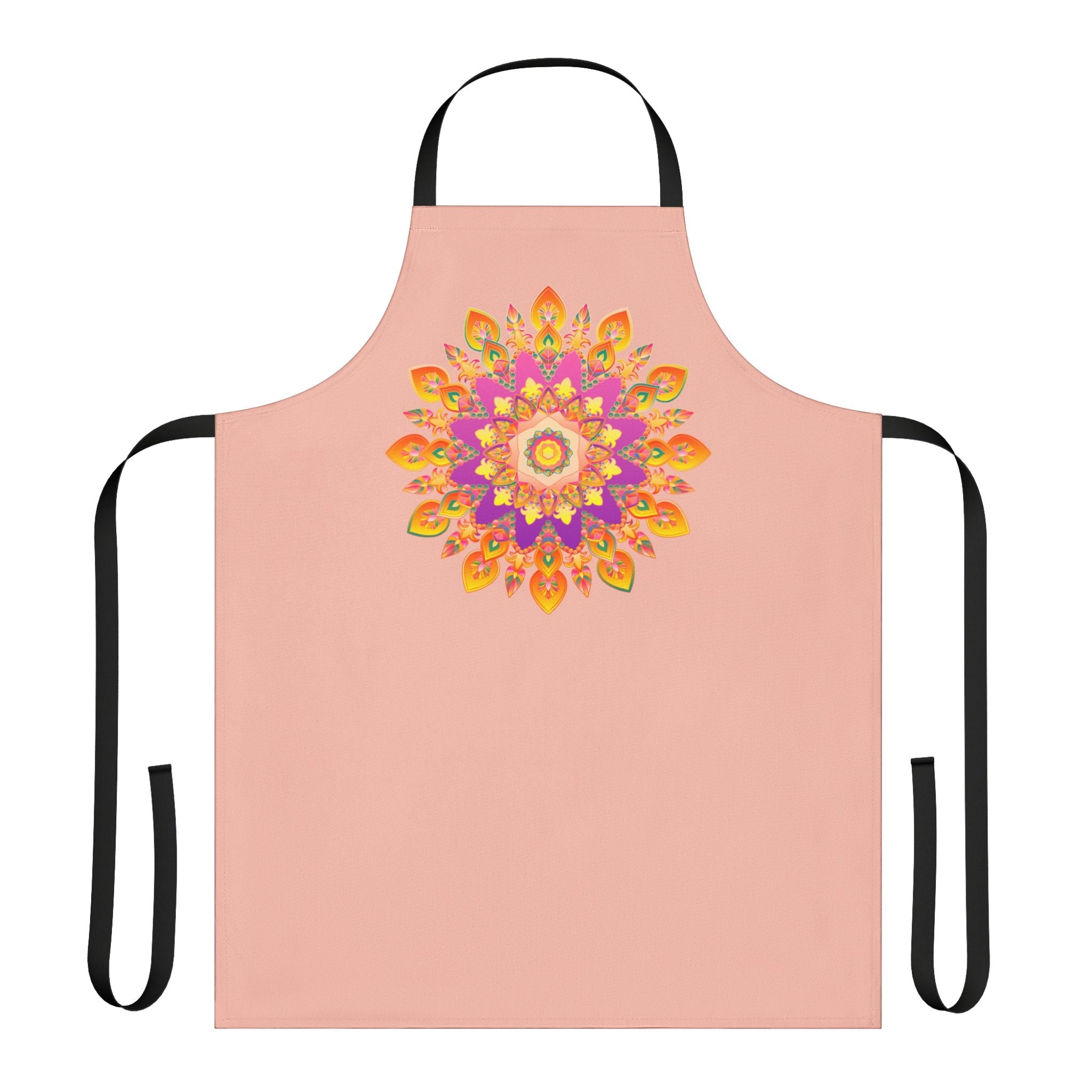 Peach Mandala Apron - Hand - Drawn Art All Over Prints - Blululi