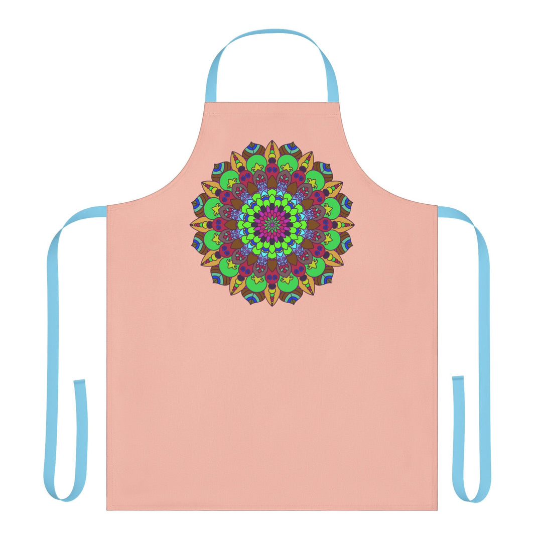 Peach Mandala Apron - Hand Drawn Art All Over Prints - Blululi