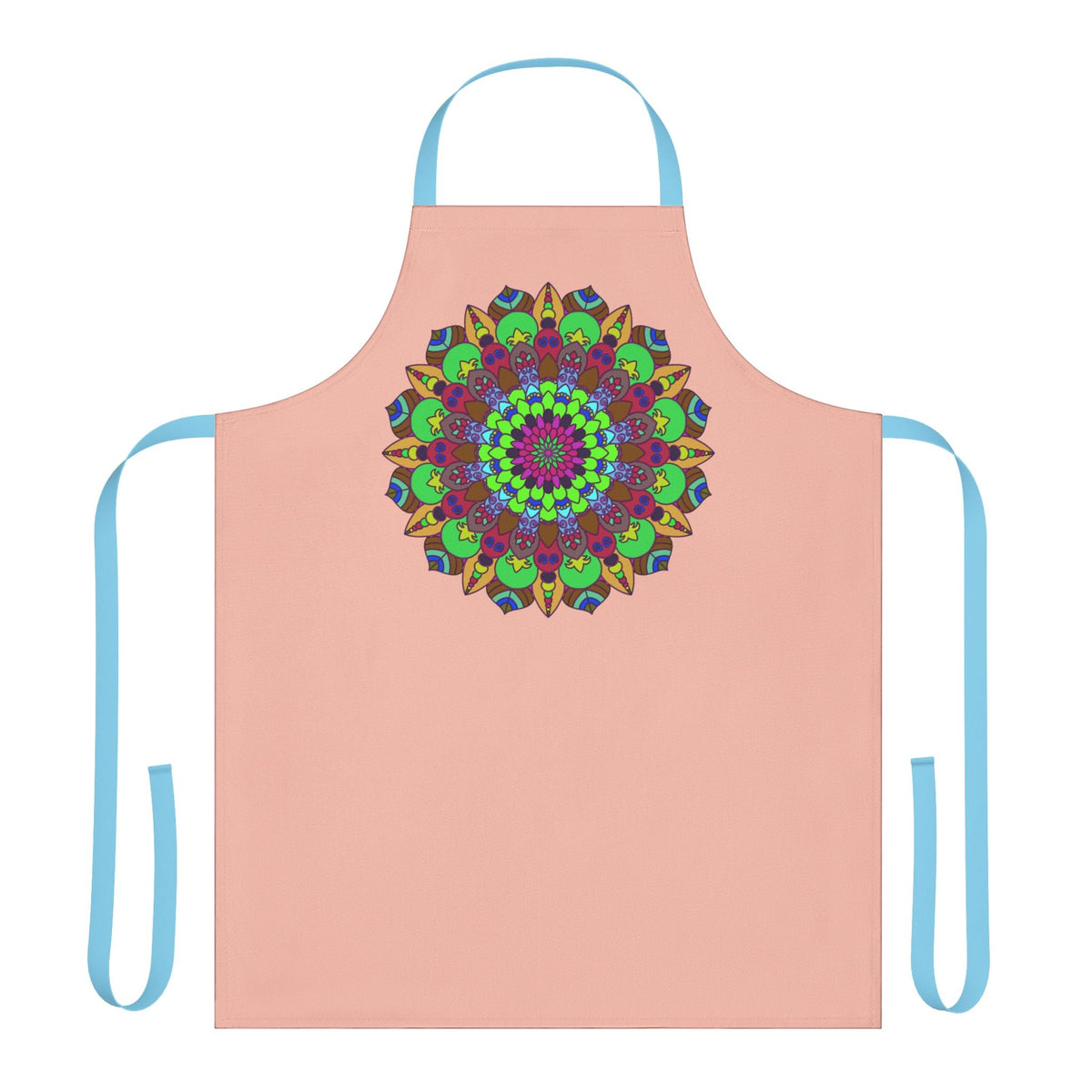 Peach Mandala Apron - Hand Drawn Art All Over Prints - Blululi