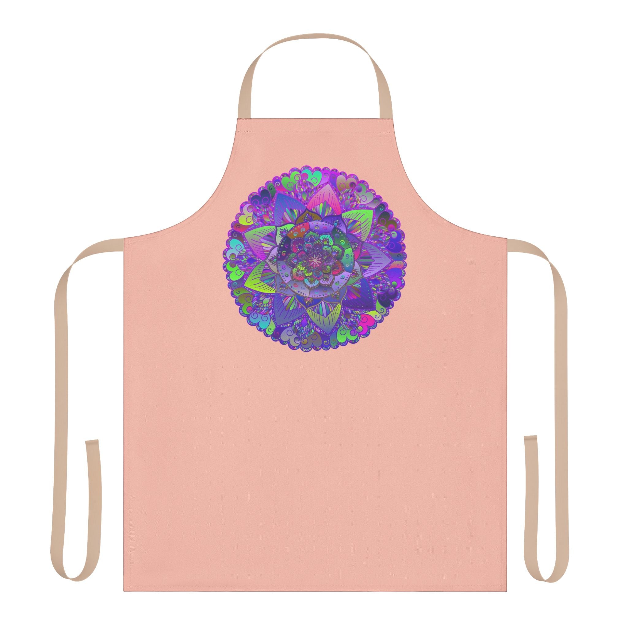 Peach Mandala Apron - Hand Drawn Art All Over Prints - Blululi