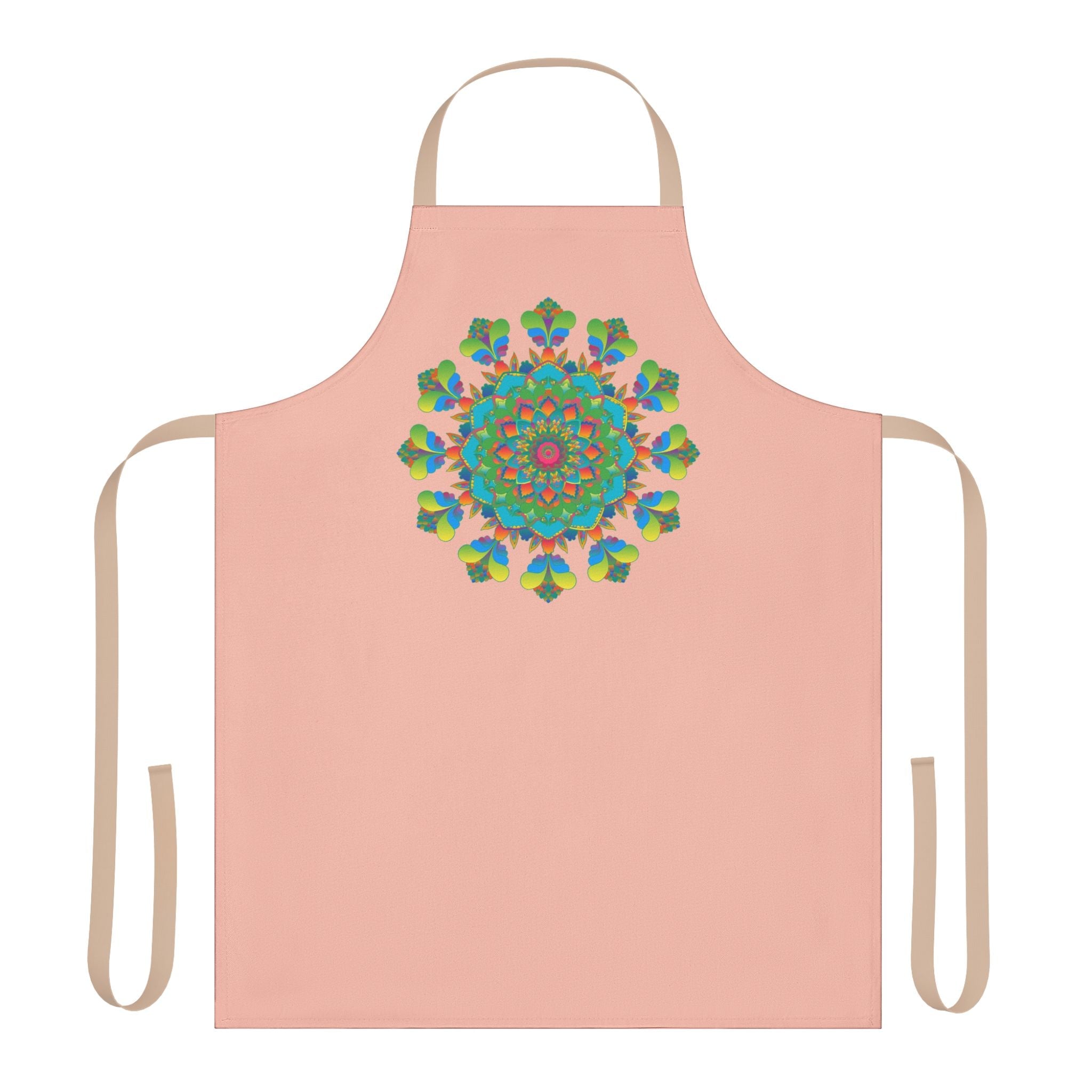 Peach Mandala Apron - Hand Drawn Art All Over Prints - Blululi