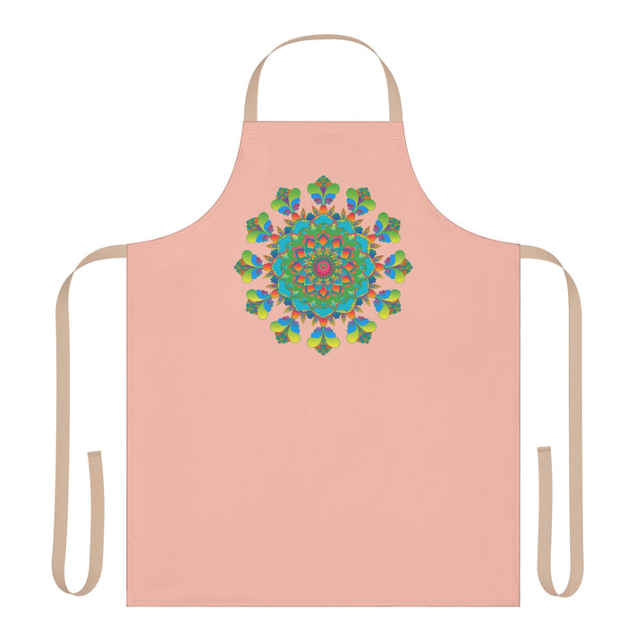 Peach Mandala Apron - Hand Drawn Art All Over Prints - Blululi