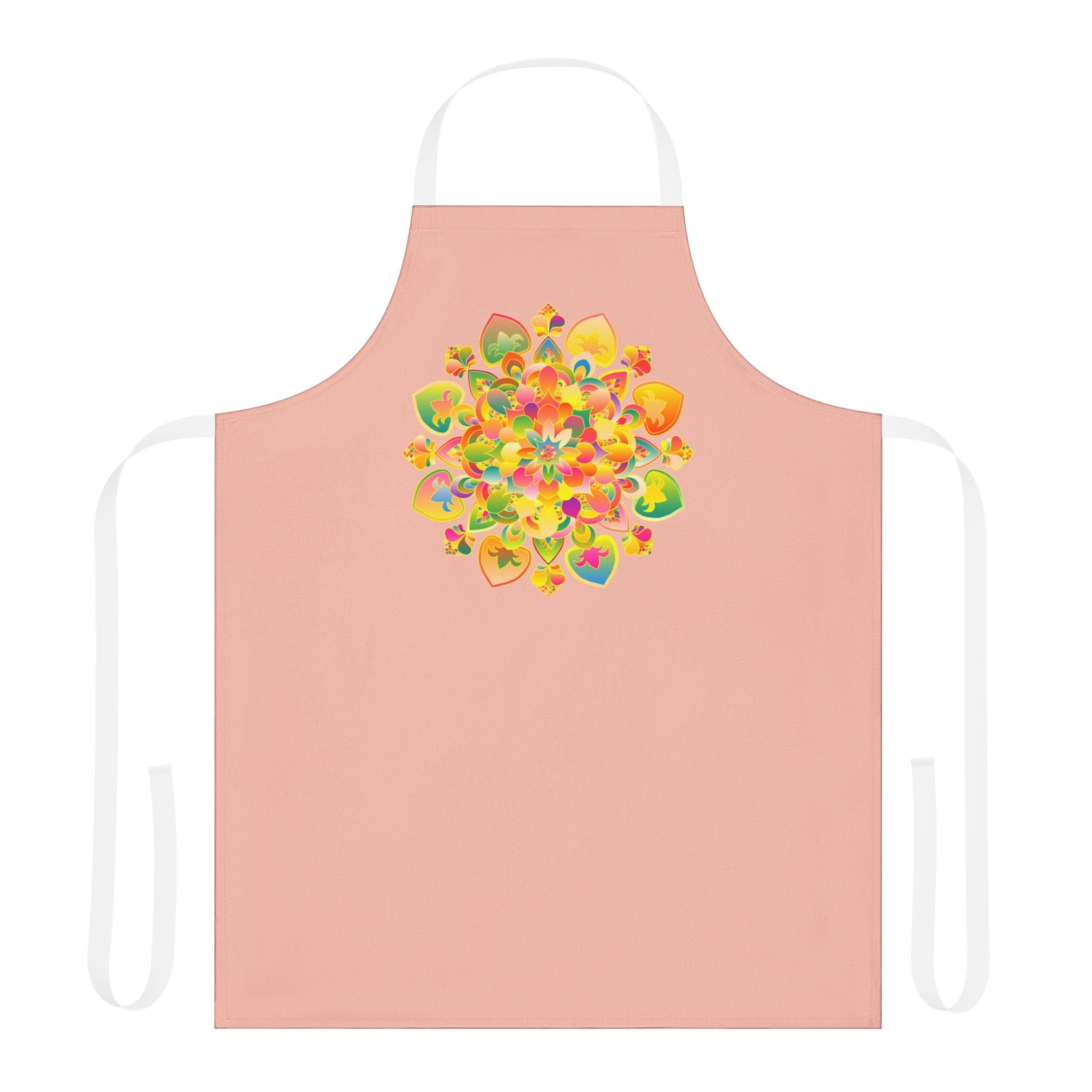 Peach Mandala Apron - Hand Drawn Art All Over Prints - Blululi