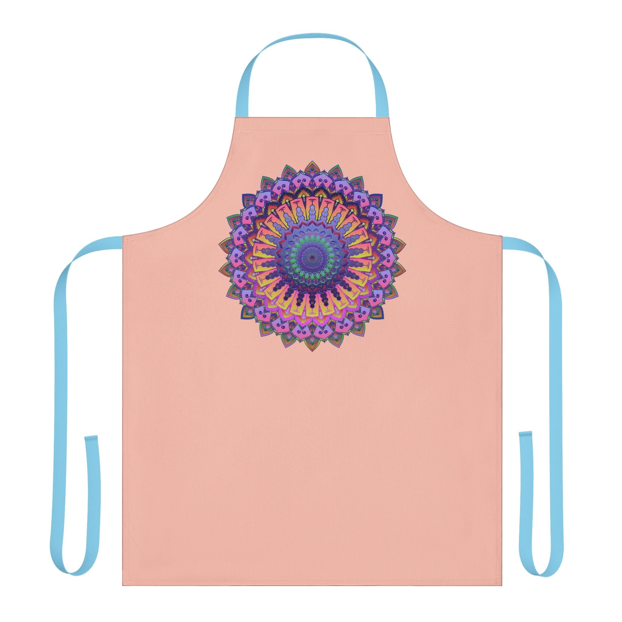 Peach Mandala Apron - Hand - Drawn Art All Over Prints - Blululi