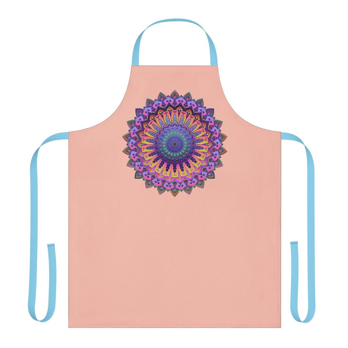 Peach Mandala Apron - Hand - Drawn Art All Over Prints - Blululi