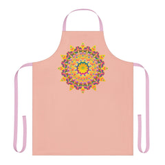 Peach Mandala Apron - Hand Drawn Art All Over Prints - Blululi