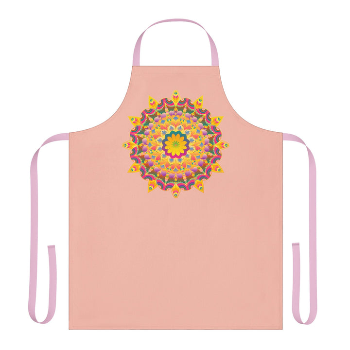 Peach Mandala Apron - Hand Drawn Art All Over Prints - Blululi