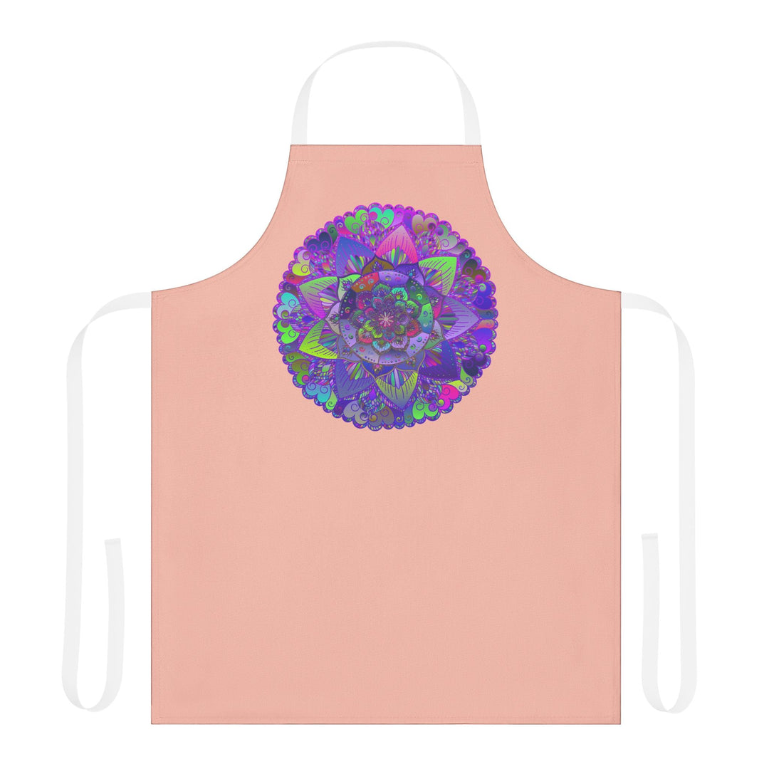 Peach Mandala Apron - Hand Drawn Art All Over Prints - Blululi