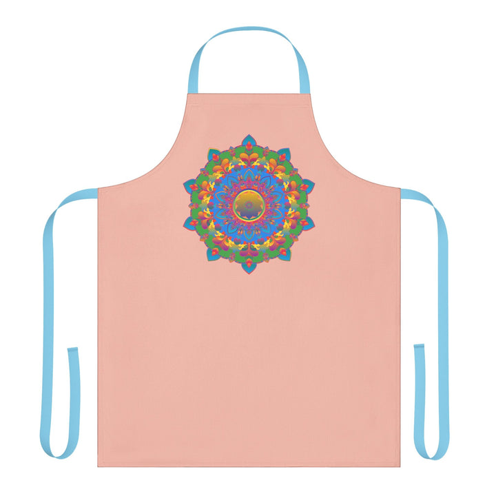 Peach Mandala Apron - Hand Drawn Art All Over Prints - Blululi