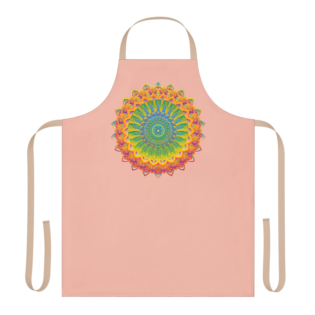 Peach Mandala Apron - Hand Drawn Art All Over Prints - Blululi