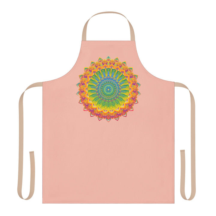 Peach Mandala Apron - Hand Drawn Art All Over Prints - Blululi