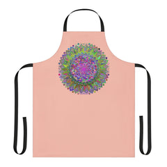 Peach Mandala Apron - Hand Drawn Art All Over Prints - Blululi