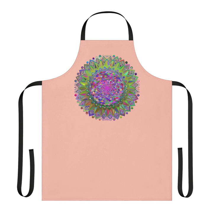 Peach Mandala Apron - Hand Drawn Art All Over Prints - Blululi