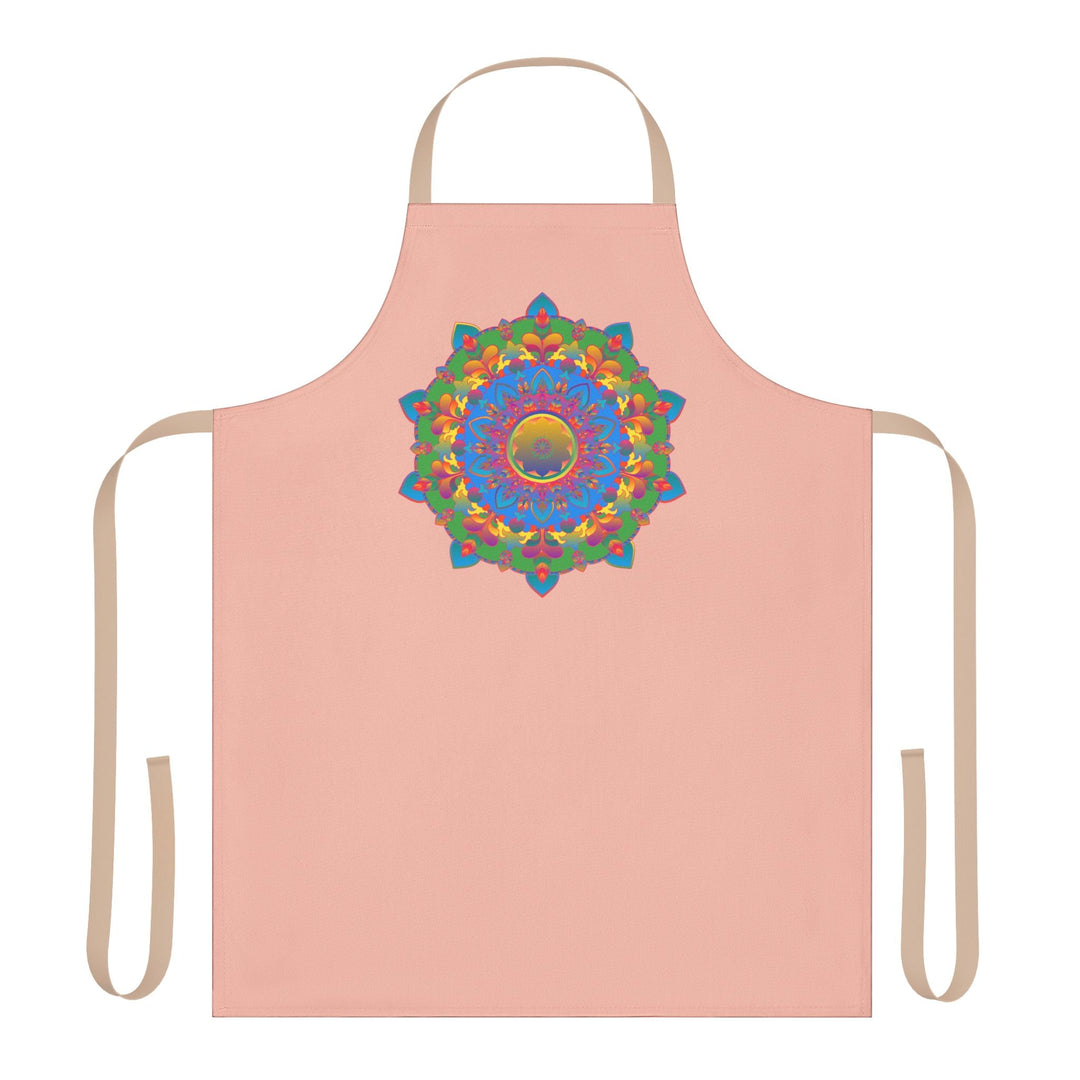 Peach Mandala Apron - Hand Drawn Art All Over Prints - Blululi