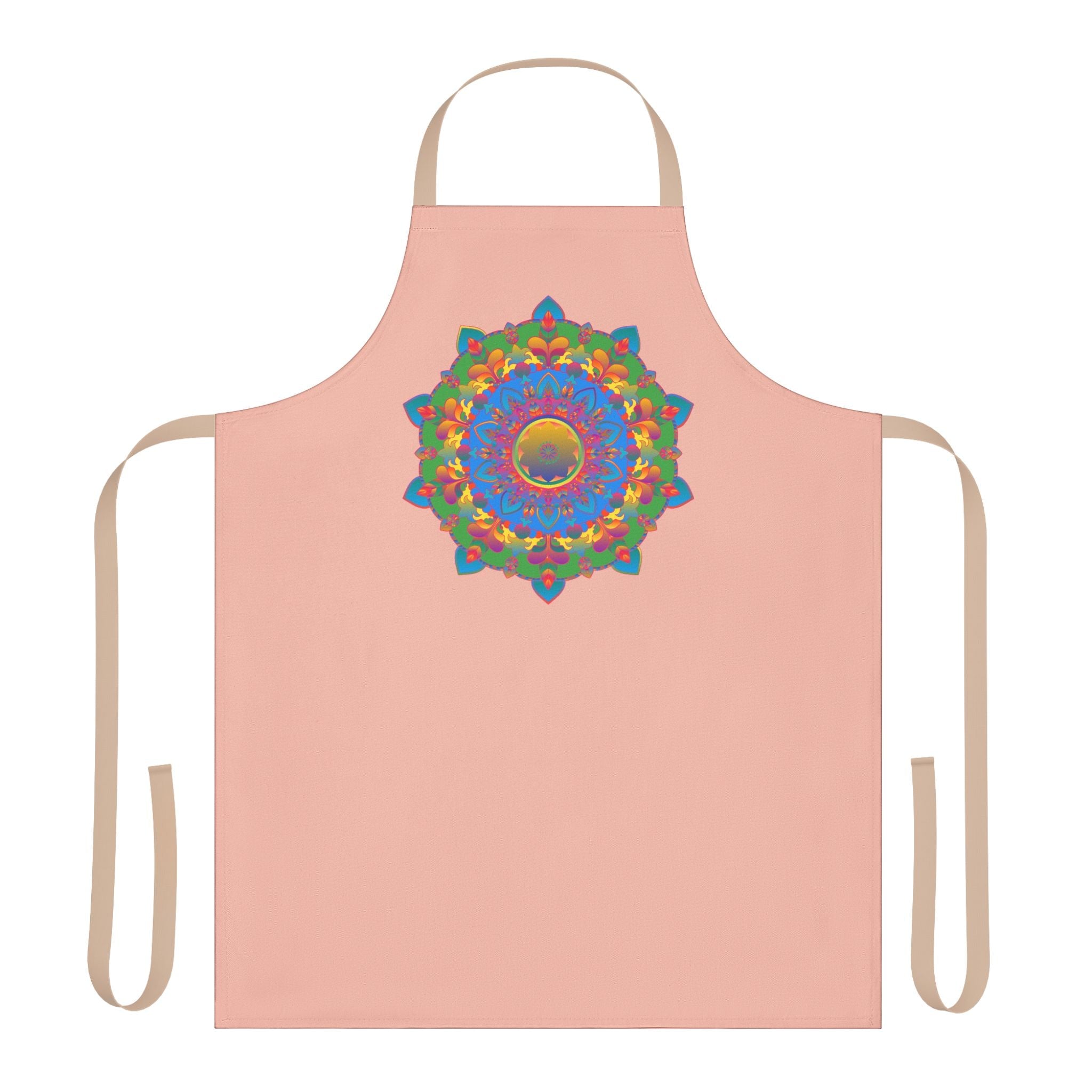 Peach Mandala Apron - Hand Drawn Art All Over Prints - Blululi