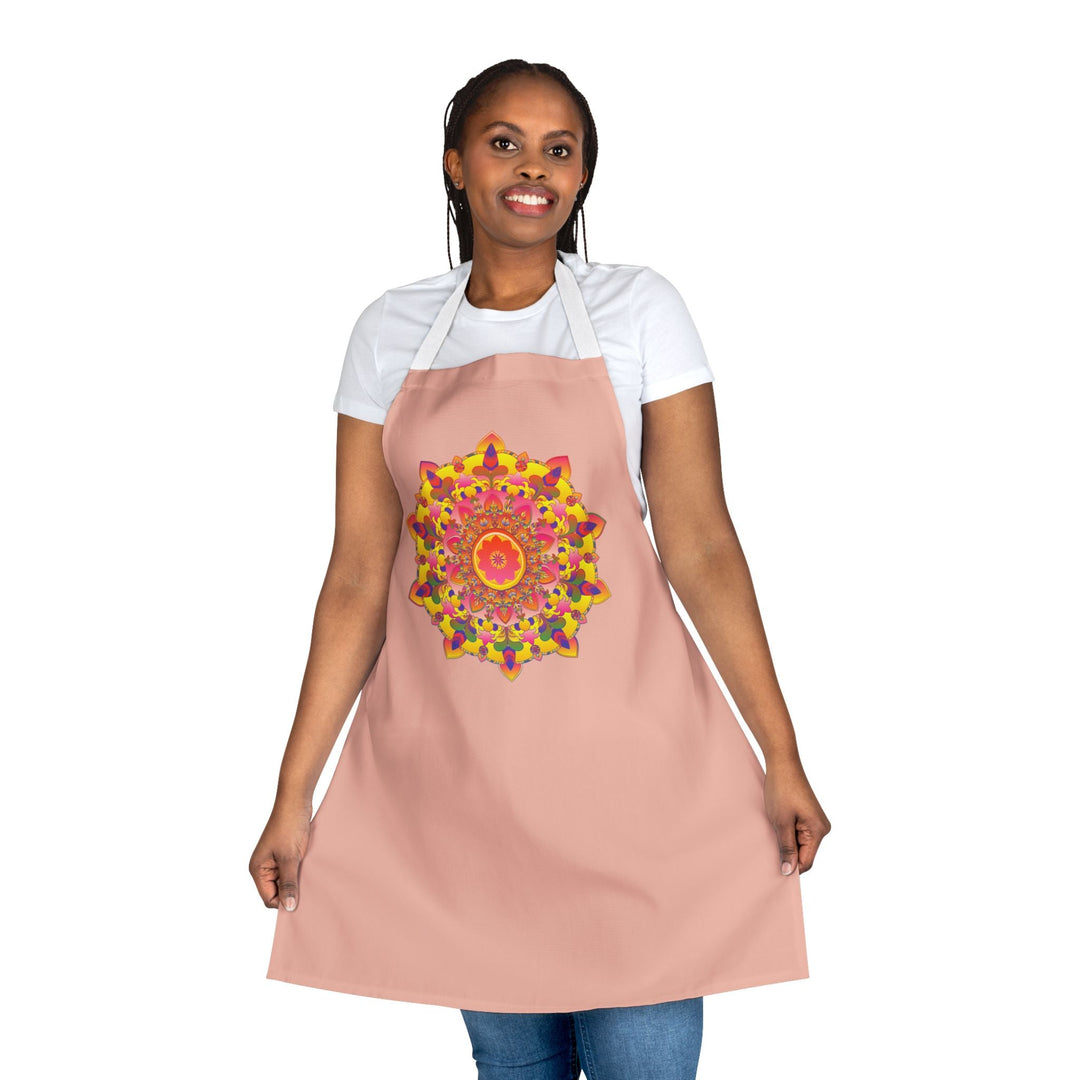 Peach Mandala Apron - Hand Drawn Art All Over Prints - Blululi