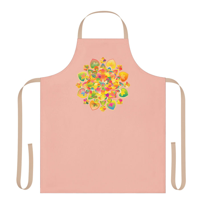 Peach Mandala Apron - Hand Drawn Art All Over Prints - Blululi