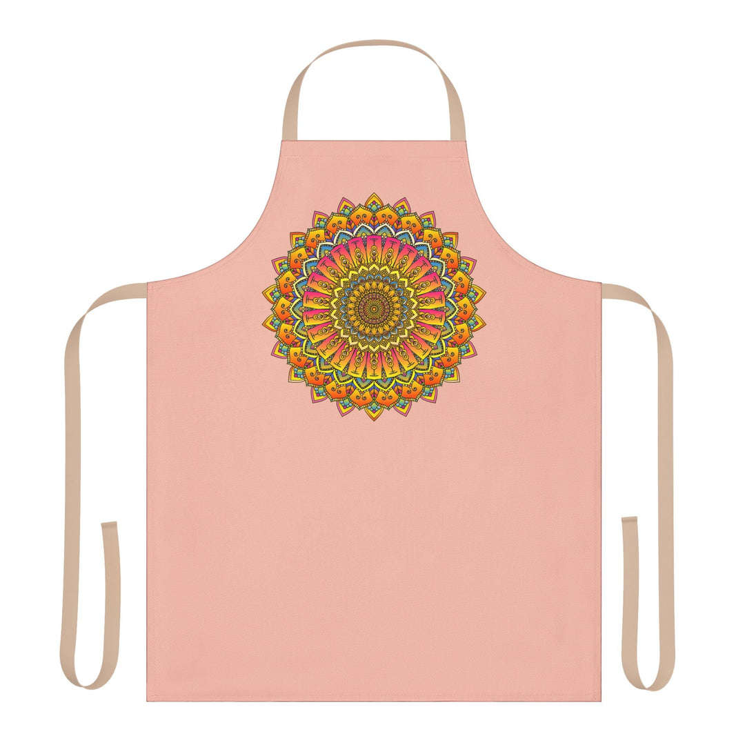 Peach Mandala Apron - Hand Drawn Art All Over Prints - Blululi