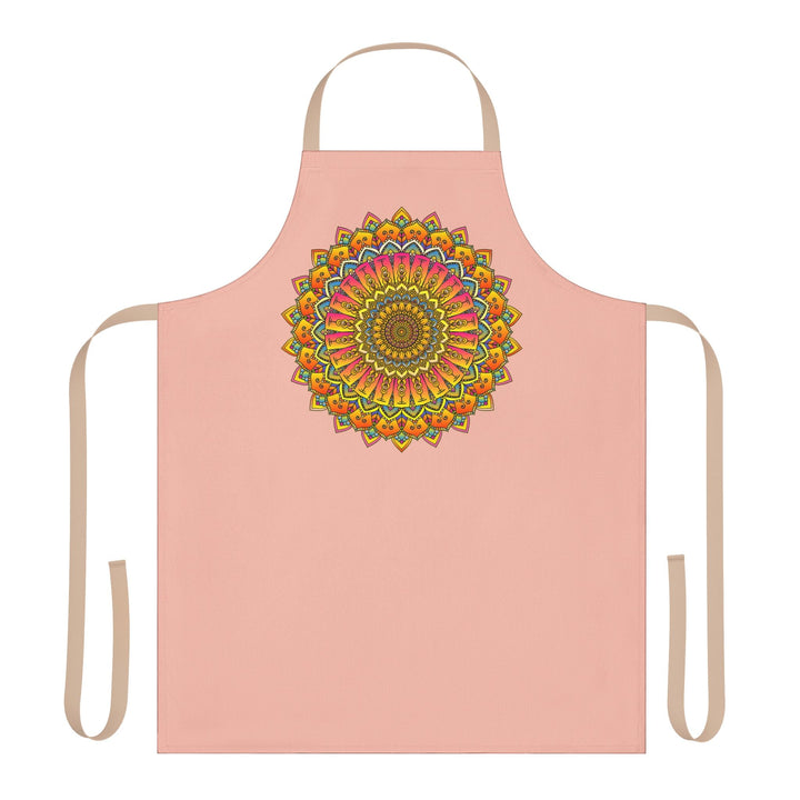 Peach Mandala Apron - Hand Drawn Art All Over Prints - Blululi