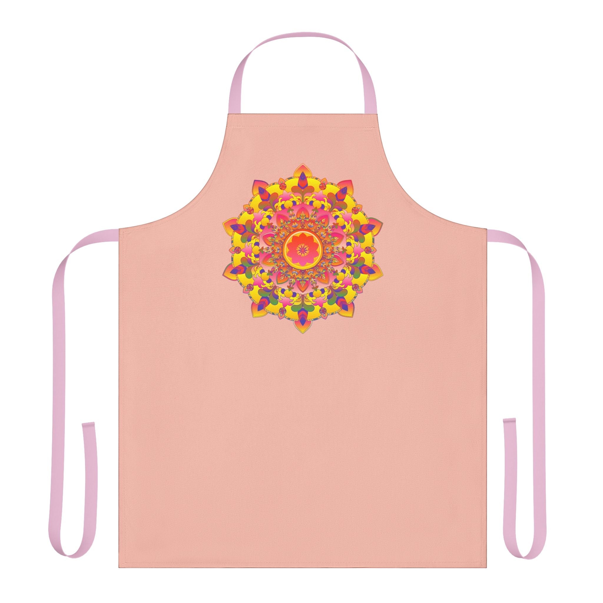 Peach Mandala Apron - Hand Drawn Art All Over Prints - Blululi