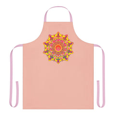 Peach Mandala Apron - Hand Drawn Art All Over Prints - Blululi