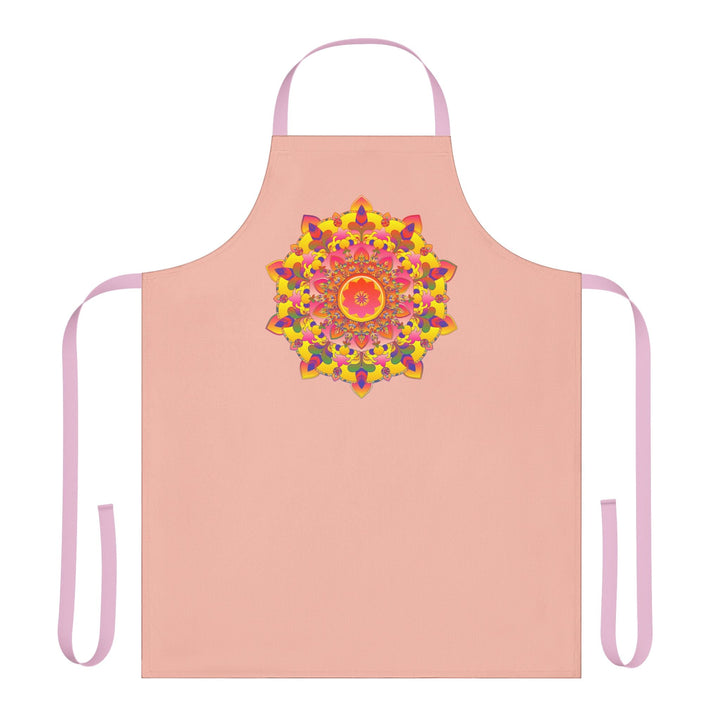 Peach Mandala Apron - Hand Drawn Art All Over Prints - Blululi