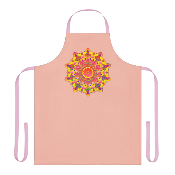 Peach Mandala Apron - Hand Drawn Art All Over Prints - Blululi