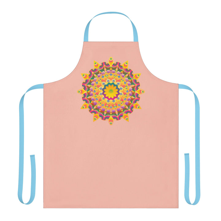 Peach Mandala Apron - Hand Drawn Art All Over Prints - Blululi