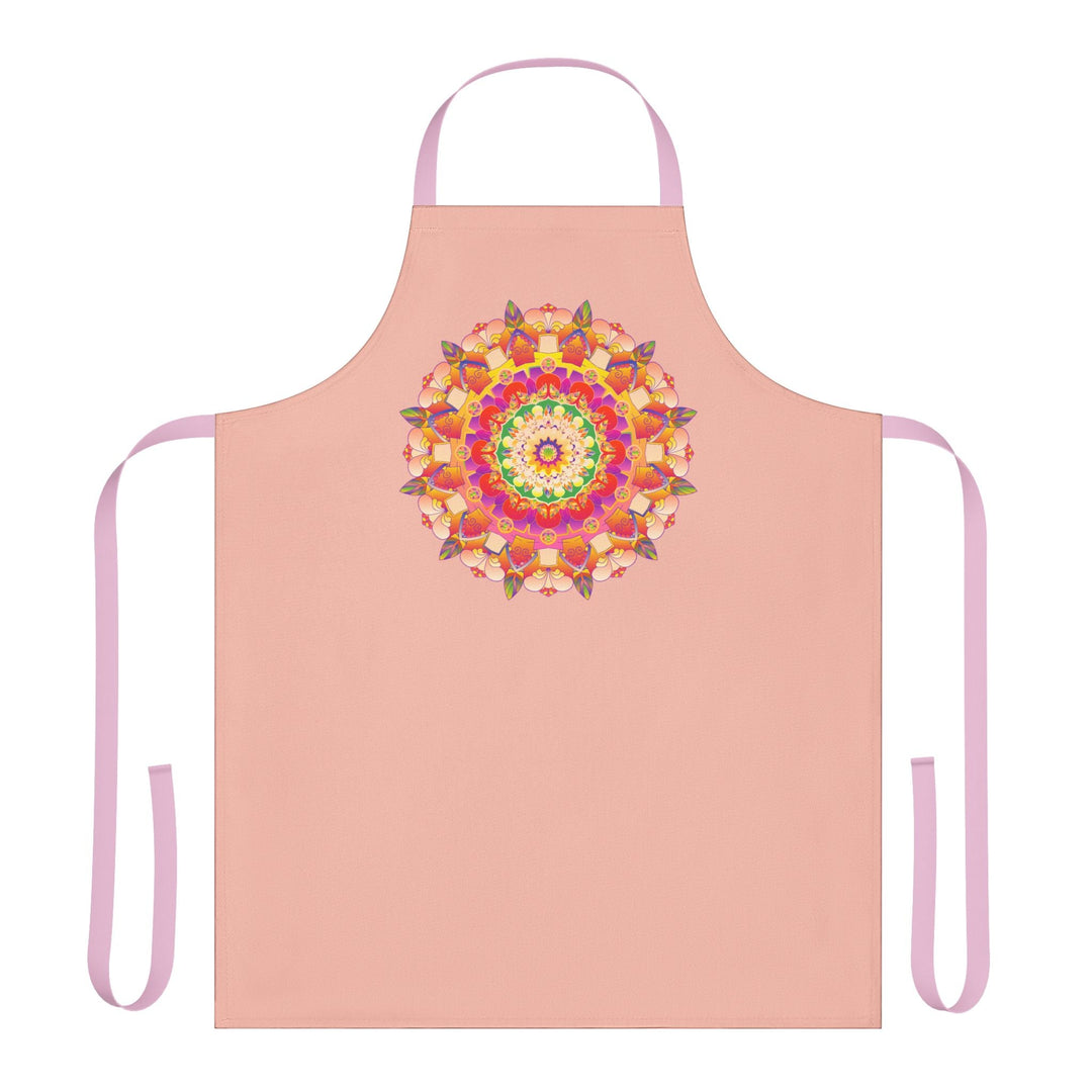 Peach Mandala Apron - Hand Drawn Art All Over Prints - Blululi