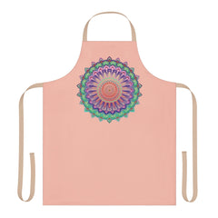 Peach Mandala Apron - Hand Drawn Art All Over Prints - Blululi