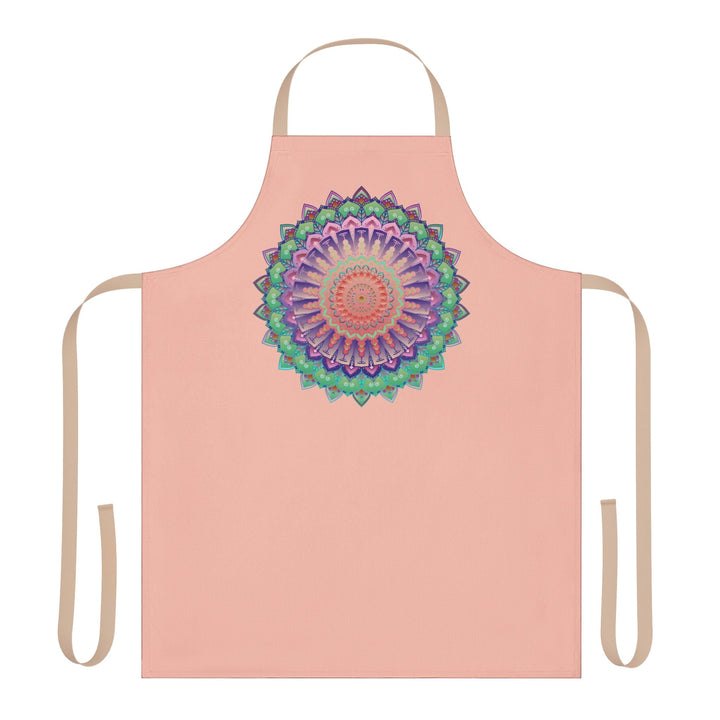 Peach Mandala Apron - Hand Drawn Art All Over Prints - Blululi