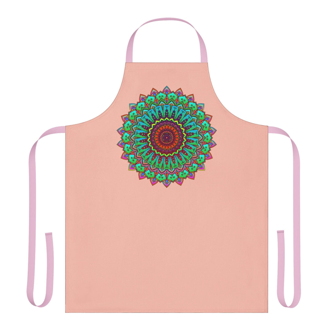 Peach Mandala Apron - Hand Drawn Art All Over Prints - Blululi