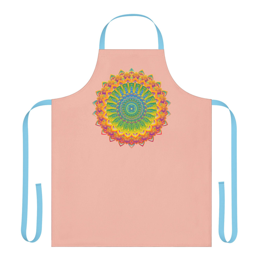 Peach Mandala Apron - Hand Drawn Art All Over Prints - Blululi