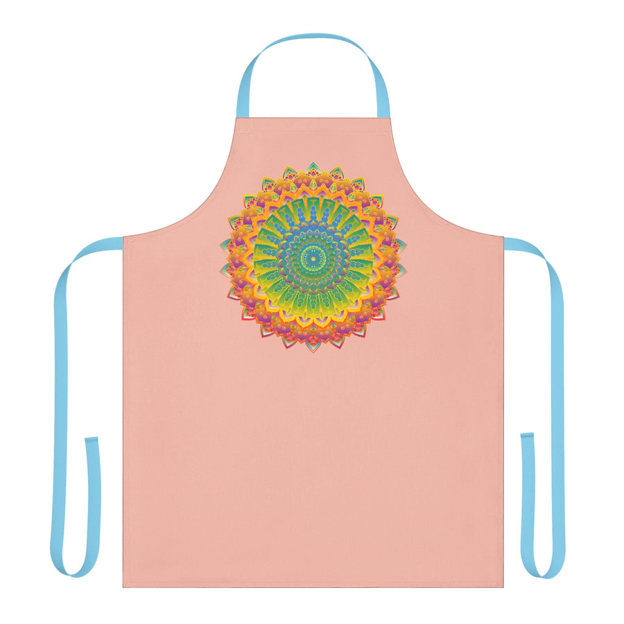Peach Mandala Apron - Hand Drawn Art All Over Prints - Blululi