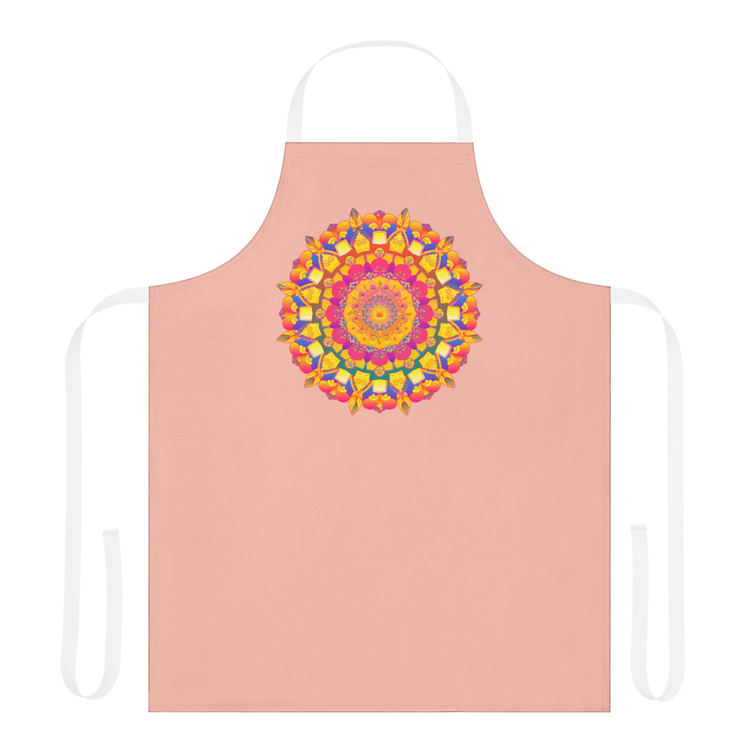 Peach Mandala Apron - Hand Drawn Art All Over Prints - Blululi