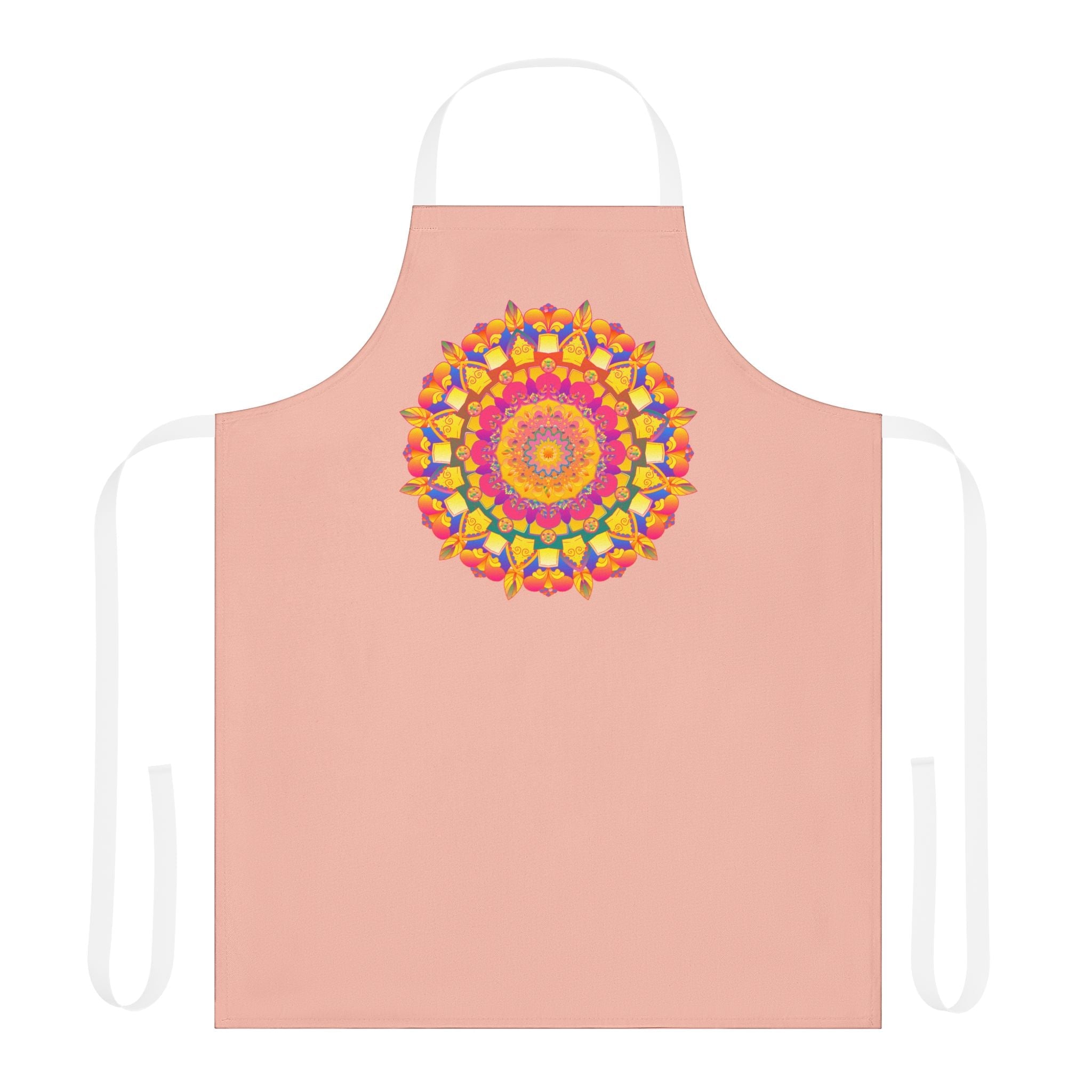 Peach Mandala Apron - Hand Drawn Art All Over Prints - Blululi