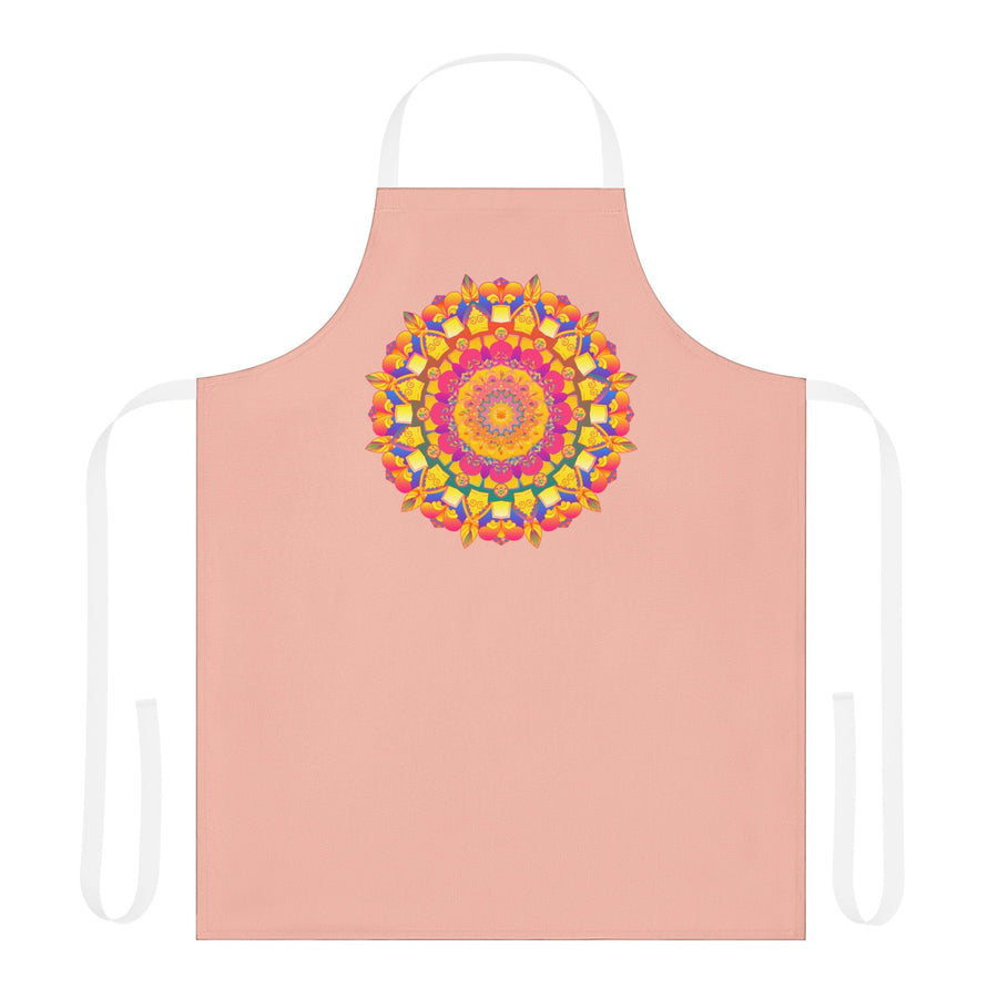 Peach Mandala Apron - Hand Drawn Art All Over Prints - Blululi