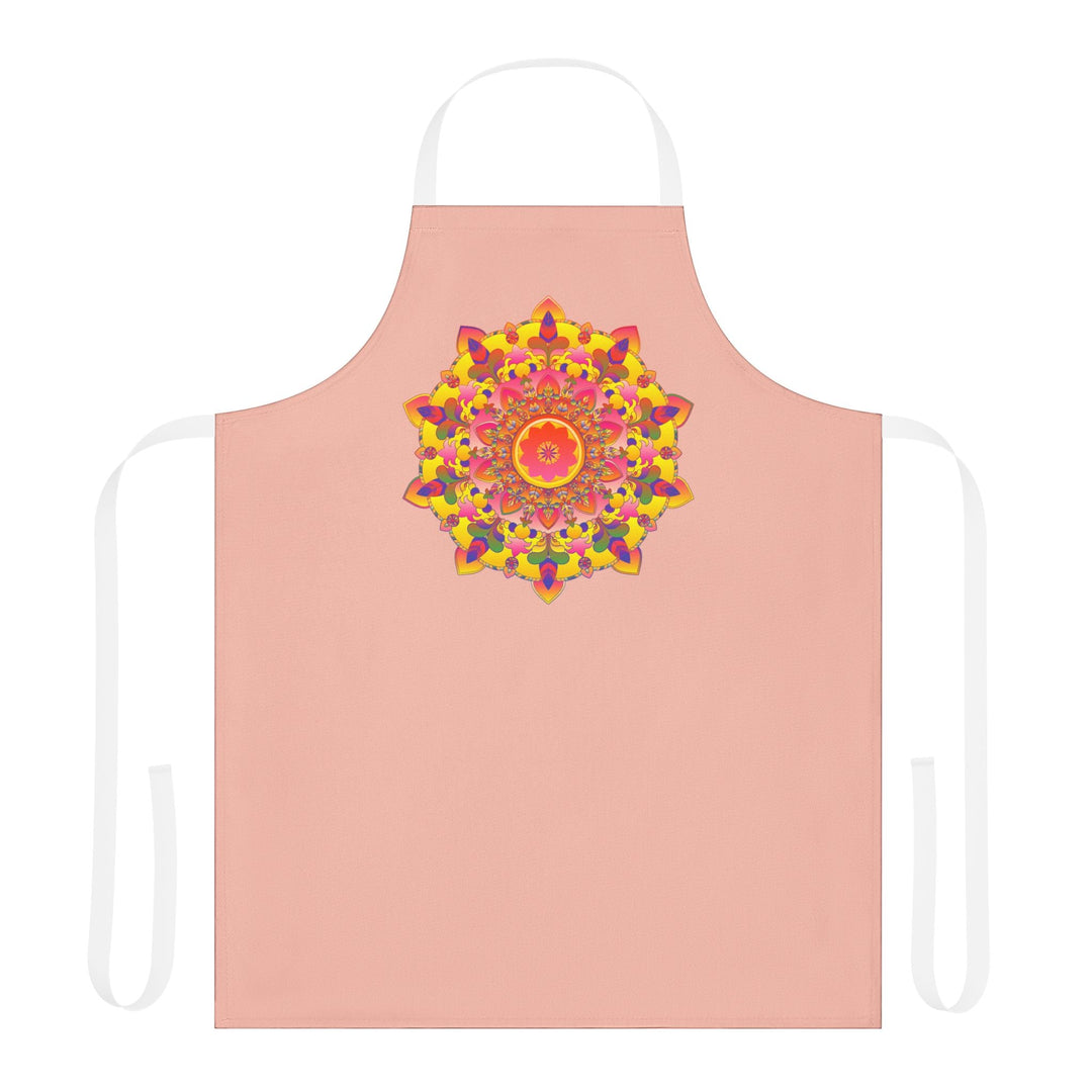 Peach Mandala Apron - Hand Drawn Art All Over Prints - Blululi